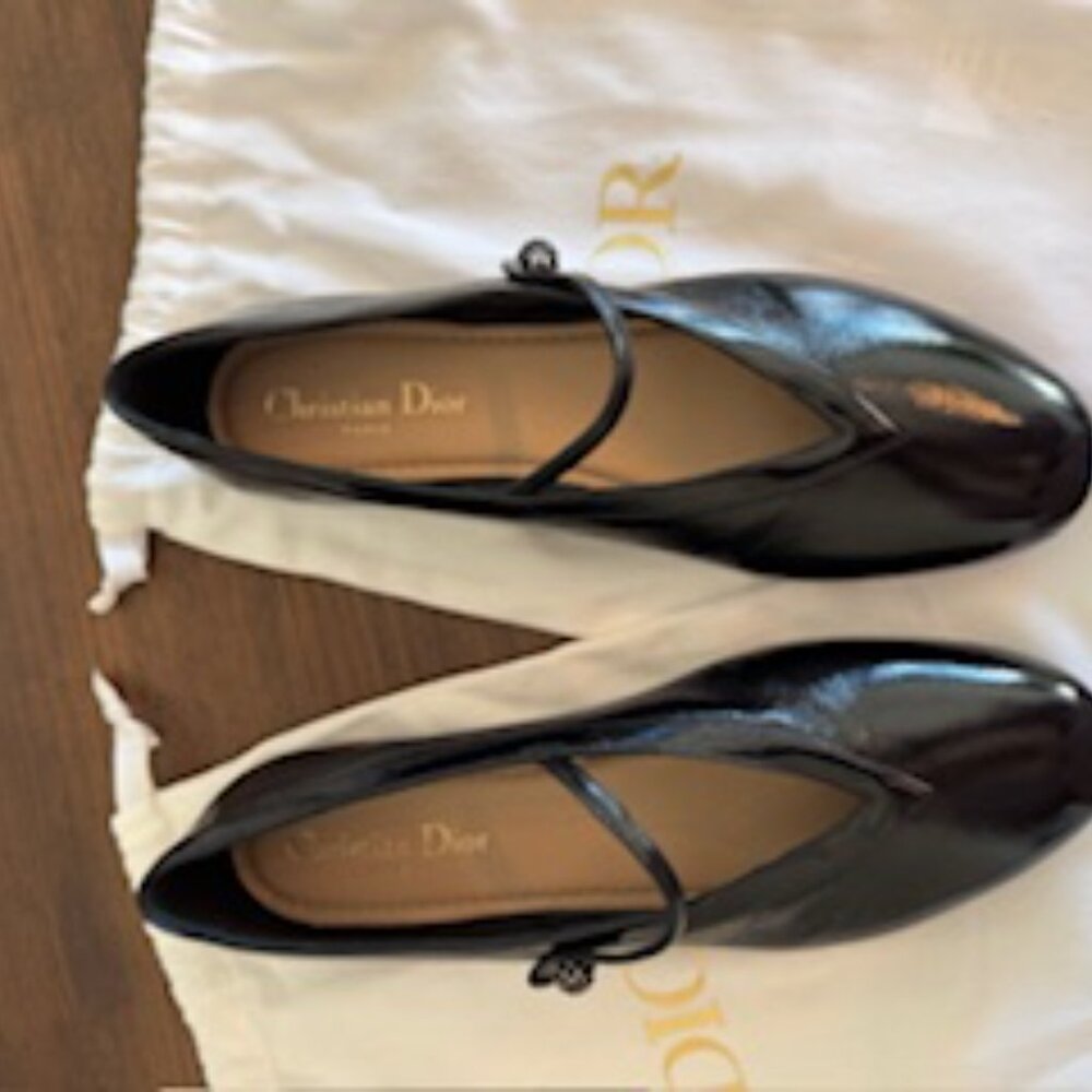 Dior Ballet Flat Black Crinkled Patent Calfskin (Brand New) - Picture 6 of 10
